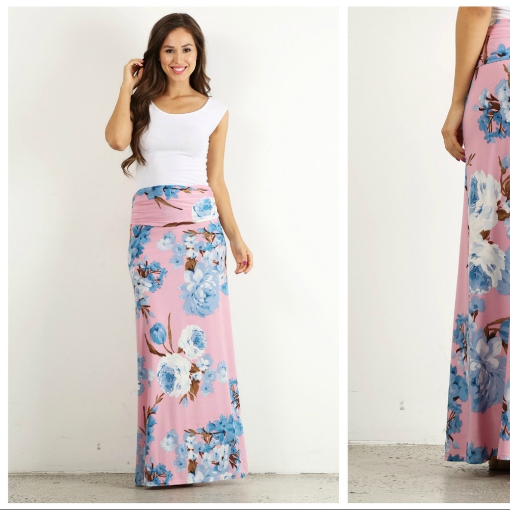 Lavender Flower Maxi Skirt